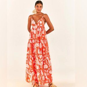 NWT FARM Rio Orange Neon Jungle Maxi Dress Size M Medium